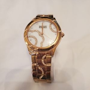 Badgley Mischka Women's Swarovski Crystals Accented Rosegold-Tone Bracel…